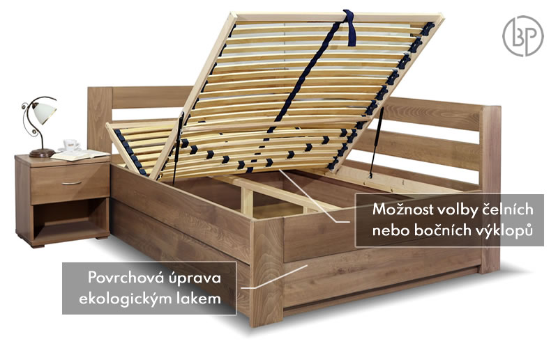 Postel Valentin levá 140x200 cm s úložným prostorem