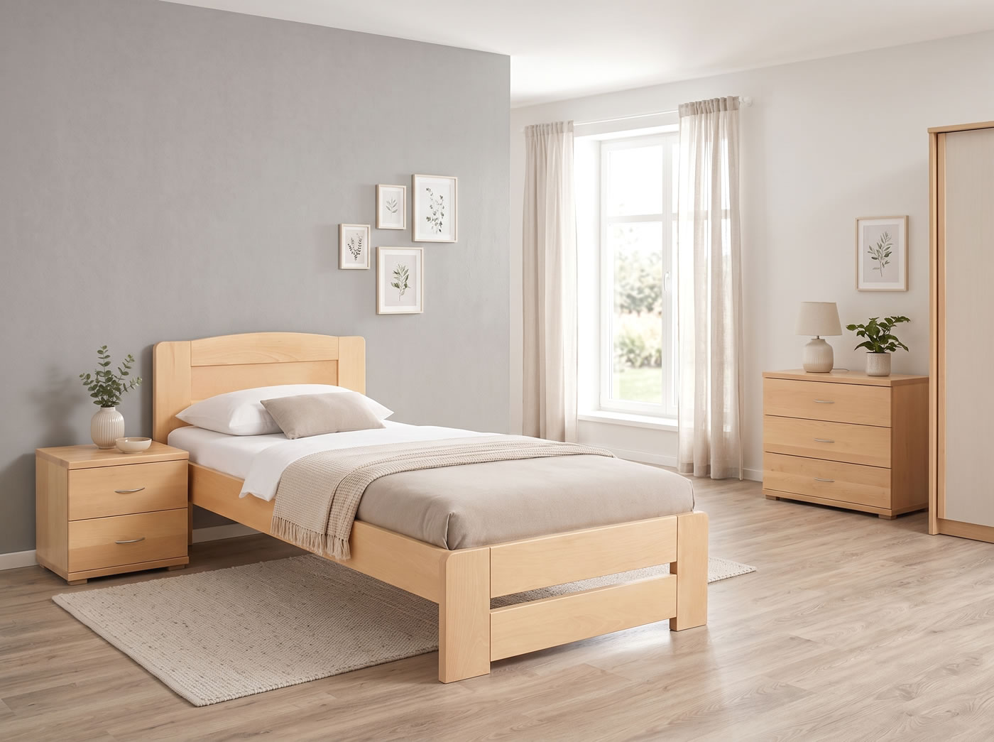 Jednolůžková postel Justina 90x200 cm z masivního buku