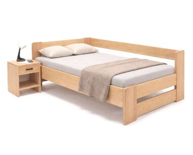 Rohová zvýšená postel jednolůžko MIVA, 100x200, masiv buk - pohled č. 4