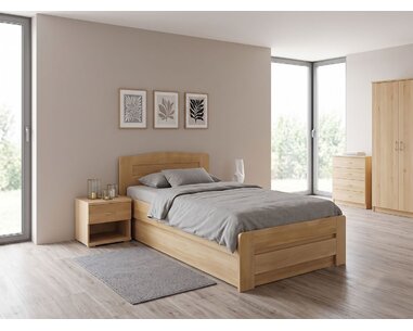 Postel jednolůžko s úložným prostorem Justina, masiv dub, 120x200cm - pohled č. 2