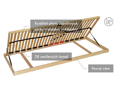Zátěžový vyklápěcí rošt Double BVP T8, 140x200cm, 28 lamel, 150 Kg, boční výklop - pohled č. 2
