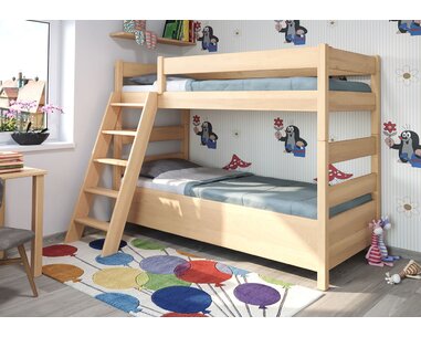 Poschoďová postel s úložným prostorem JUNIOR 11, masiv buk  - pohled č. 4