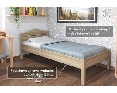 Zvýšená postel jednolůžko MARIA, masiv dub - pohled č. 4