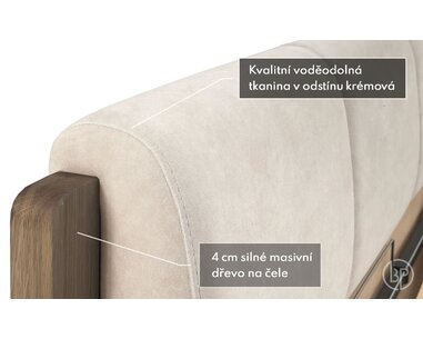 Postel s úložným prostorem a roštem Atlantik, masiv dub tmavený/dýha - krémová - pohled č. 4