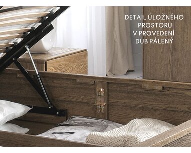Postel s úložným prostorem a roštem Atlantik, 90x200, masiv dub přírodní/dýha - grafit  - pohled č. 3
