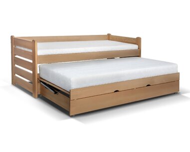 Rozkládací postel s úložným prostorem Doublemax, 90x200cm, masiv buk - pohled č. 2