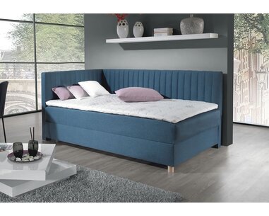 Rohová postel boxspring s úložným prostorem NOVO s čely, 120x200cm - pohled č. 2
