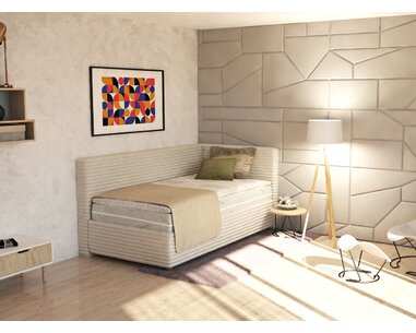 Rohová čalouněná postel jednolůžko s úložným prostorem SONO, 120x200cm, Pravá - pohled č. 4