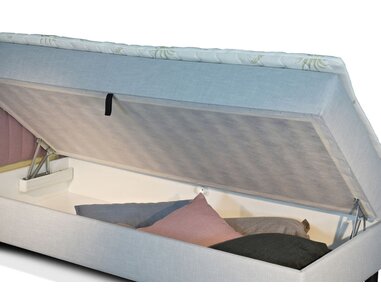 Postel boxspring s úložným prostorem NOVO - dlouhé čelo - pohled č. 4