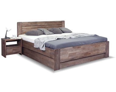 Dřevěná postel dvoulůžko s úložným prostorem ARION 2, 200x200, masiv buk - pohled č. 1