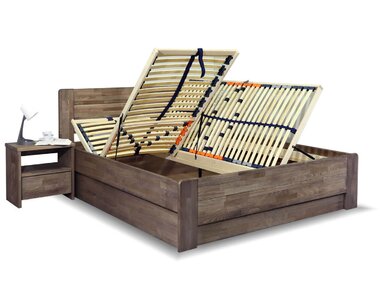 Dřevěná postel dvoulůžko s úložným prostorem ARION 2, 200x200, masiv buk - pohled č. 2