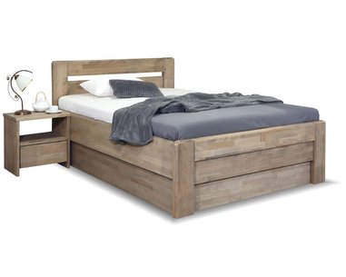 Postel s úložným prostorem Primátor, 140x200, masiv buk - pohled č. 1