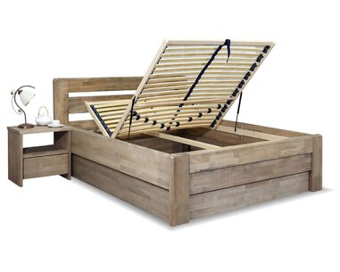 Postel s úložným prostorem Primátor, 140x200, masiv buk - pohled č. 2