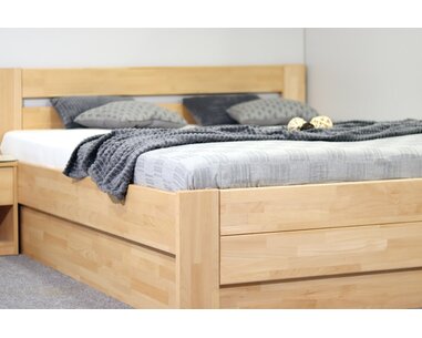 Zvýšená postel dvoulůžko s úložným prostorem Trinity, 200x220, masiv buk - pohled č. 4