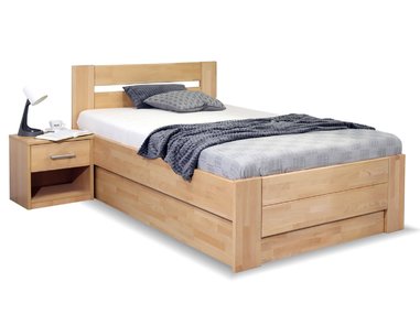 Zvýšená postel s úložným prostorem Trinity, masiv buk, 120x210 - pohled č. 1