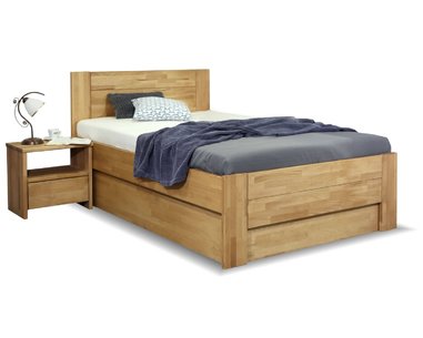 Zvýšená postel s úložným prostorem Trinity 2, masiv buk, 120x200 - pohled č. 1