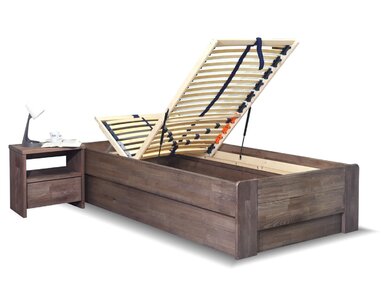 Postel s úložným prostorem FUTON, 120x200, masiv buk - pohled č. 2