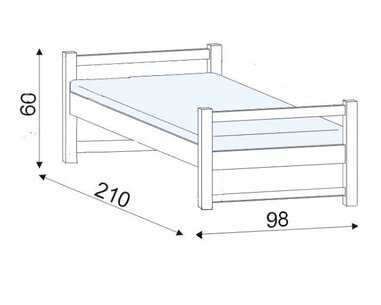 Postel jednolůžko 90x200 LUCAS, masiv buk - pohled č. 2