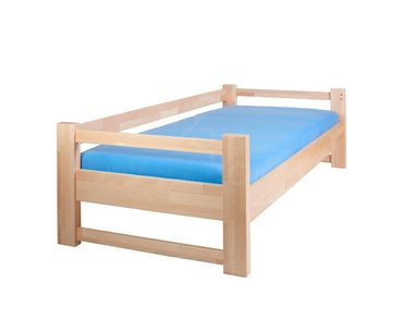 Postel jednolůžko 90x200 LUCAS se zábranou, masiv buk - pohled č. 1