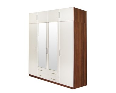 Šatní skříň čtyřdveřová IA61540, ořech/bílá - pohled č. 1