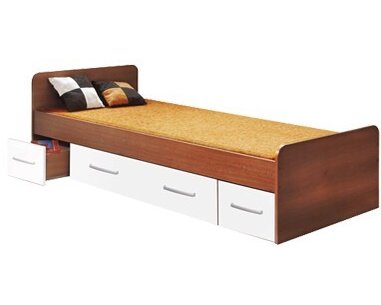 Postel s úložným prostorem 90x200 IA60345, ořech-bílá - pohled č. 1