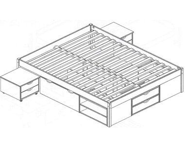 Postel z masivu s úložným prostorem IA8802 140x200, masiv borovice - pohled č. 3