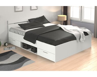 Multifunkční postel s úložným prostorem IA471707 140x200, lamino, bílá - pohled č. 1