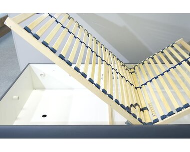 Rohová zvýšená čalouněná postel Ryana, s úložným prostorem, 120x200 - pohled č. 4