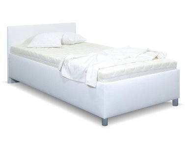 Zvýšená čalouněná postel s úložným prostorem Lyoneta, 120x200, bílá - pohled č. 1