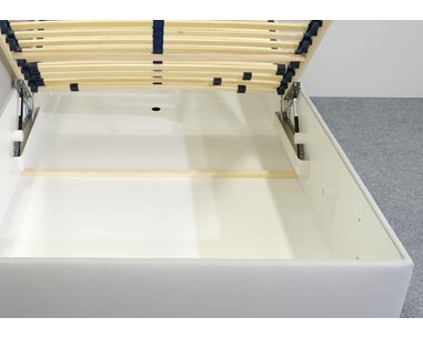 Zvýšená čalouněná postel s úložným prostorem Lyoneta, 120x200, tmavě šedá ekokůže - VÝPRODEJ Z EXPOZICE - pohled č. 4