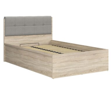 Postel jednolůžko s úložným prostorem a roštem TETRIS 140x200, dub sonoma - šedá - pohled č. 3