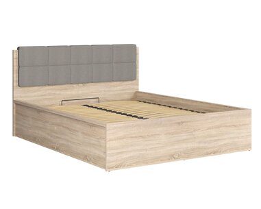 Postel dvoulůžko s úložným prostorem a roštem TETRIS 160x200,  dub sonoma - šedá - pohled č. 2
