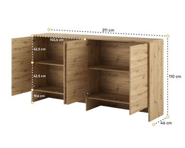 Nádstavec LX-11 k sklápěcí posteli Monterasso 90x200, dub artisan - pohled č. 3