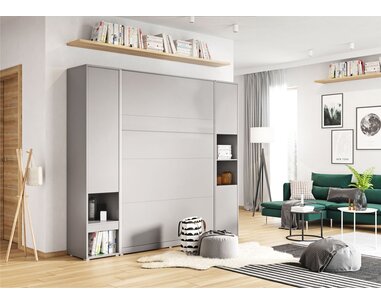 Vysoká sklápěcí postel dvoulůžko MONTERASSO, 140x200cm, šedá - pohled č. 3