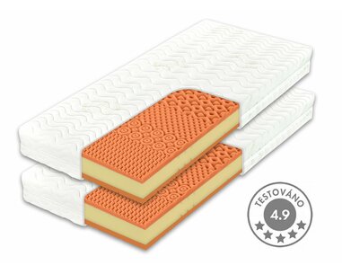 Tvrdší zdravotní matrace BEZVA BINGO HARD 1+1 Zdarma, 20cm, 130kg, líná pěna - pohled č. 1