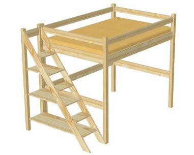 Postel - horní spaní se schůdky RÁCHEL 140x200, masiv smrk - pohled č. 2