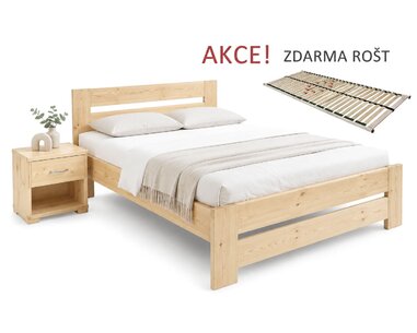 Postel s roštem Berni, 140x200, masiv smrk - pohled č. 1
