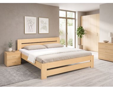 Manželská postel s rošty Berni, 160x200, 180x200, masiv buk - pohled č. 2