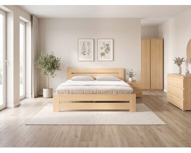 Manželská postel s rošty Berni, 160x200, 180x200, masiv buk - pohled č. 3