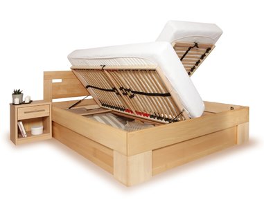 Manželská postel s úložným prostorem VAREZZA 6A, 180x210, masiv buk - pohled č. 1