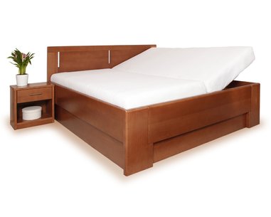 Manželská postel s úložným prostorem DELUXE 3, masiv buk - pohled č. 1