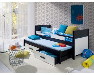 Dětská postel s přistýlkou a úložným prostorem Daniel, masiv borovice - pohled č. 1