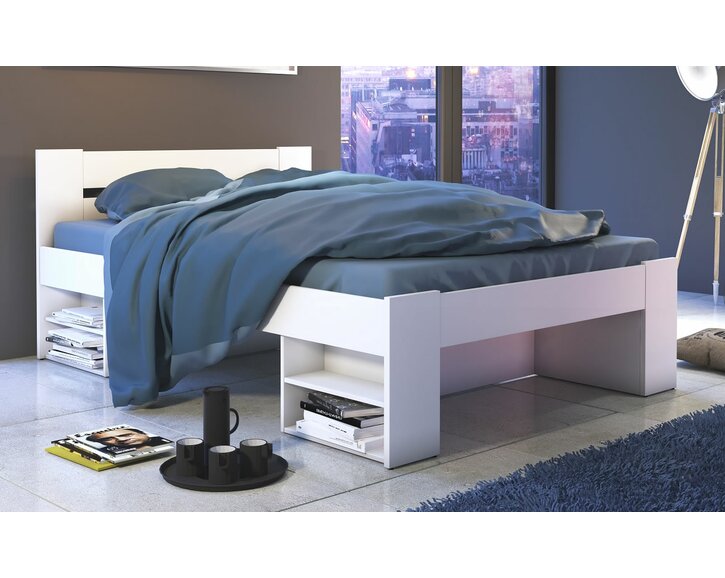 Zvýšená postel s úložným prostorem NEPOLI 160x200, bílá - pohled č. 4