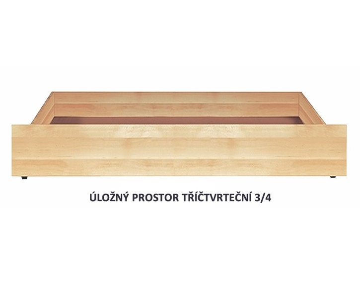 Úložný prostor 3/4 pod postele BW, masiv smrk - pohled č. 1