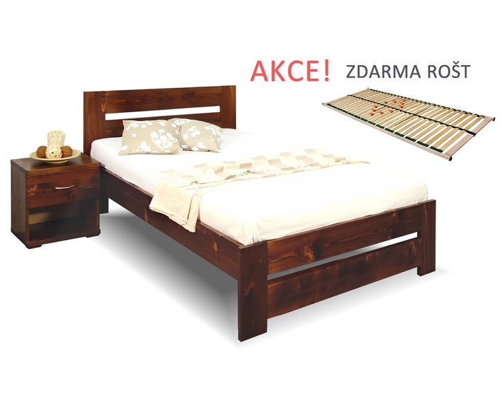 Jednolůžková postel s roštem Berni, 80x200, 90x200, masiv smrk - pohled č. 6